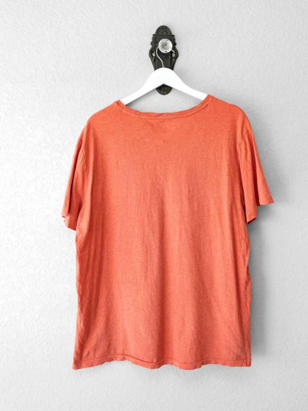 Polo Ralph Lauren Orange V Neck T Shirt Men's Large Pony Logo 100% Cotton Tee - Picture 9 of 13